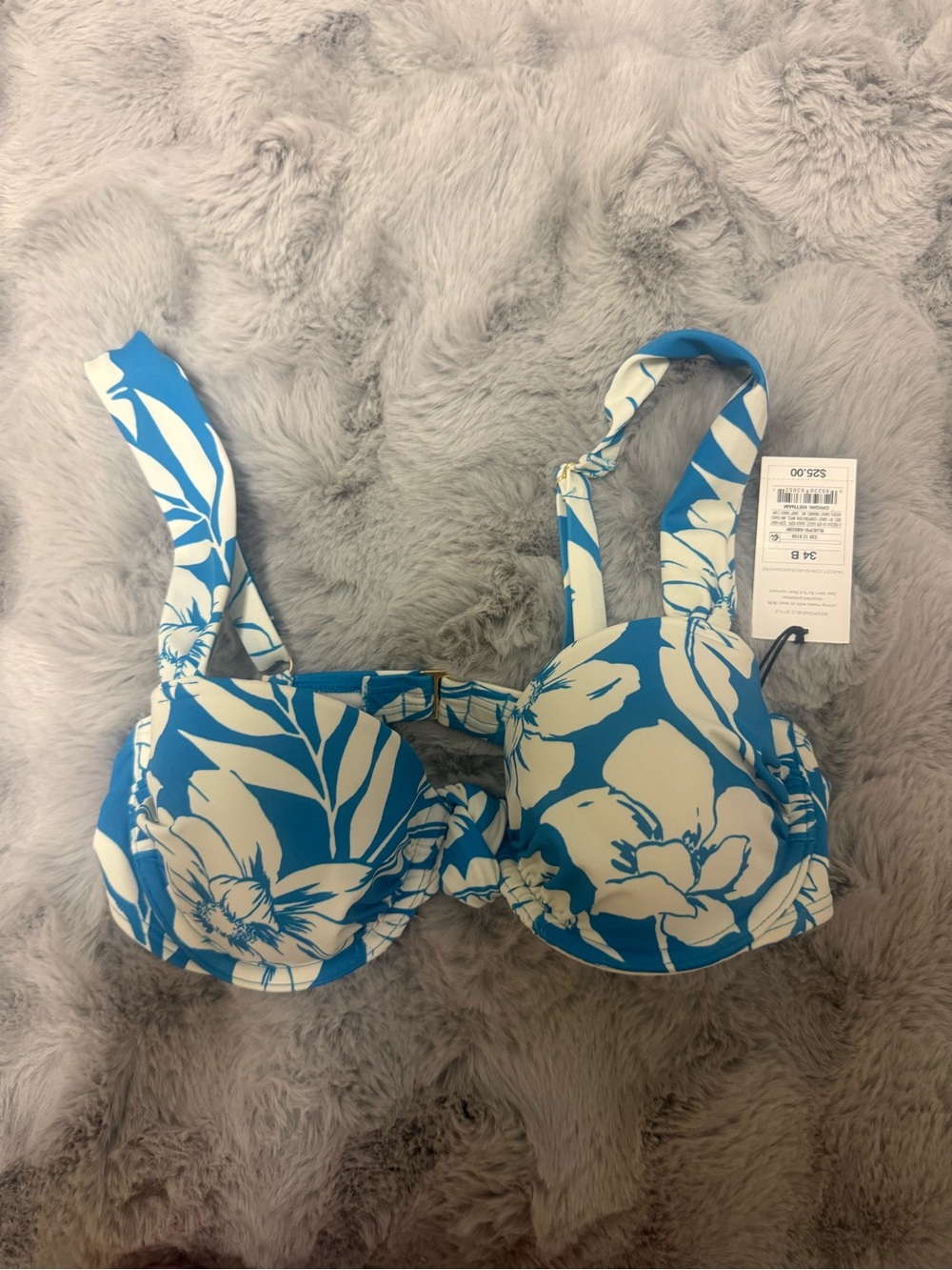 Women’s Floral Underwire Bikini Top in Blue and White
